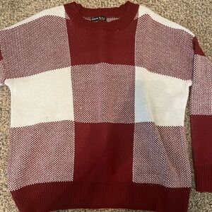 Checkered red shein sweater for winter